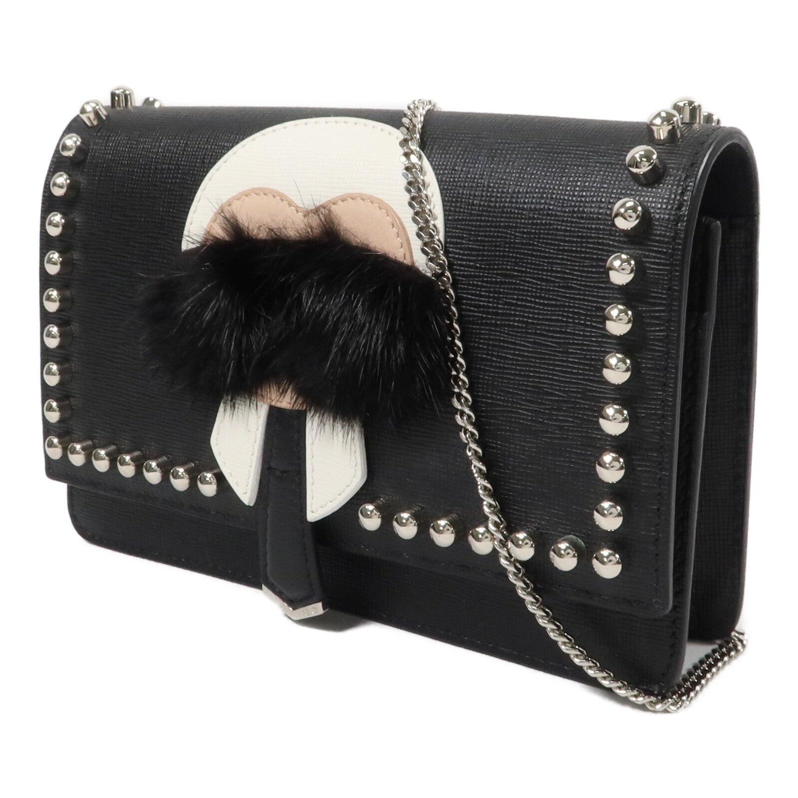 FENDI 牛皮皮革Karlito Woc鏈帶肩背袋