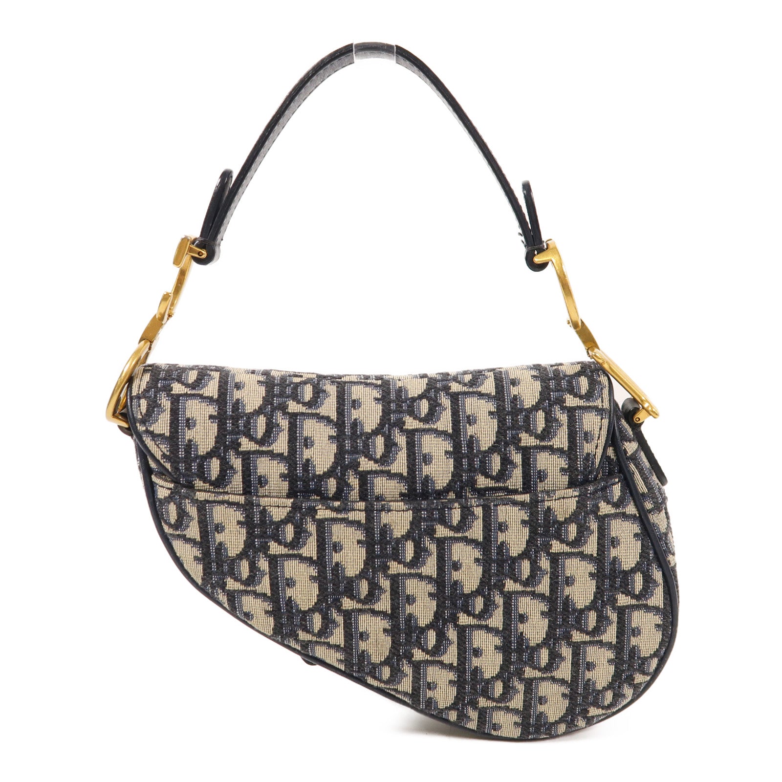 Dior 帆布Mini Saddle金扣手挽袋