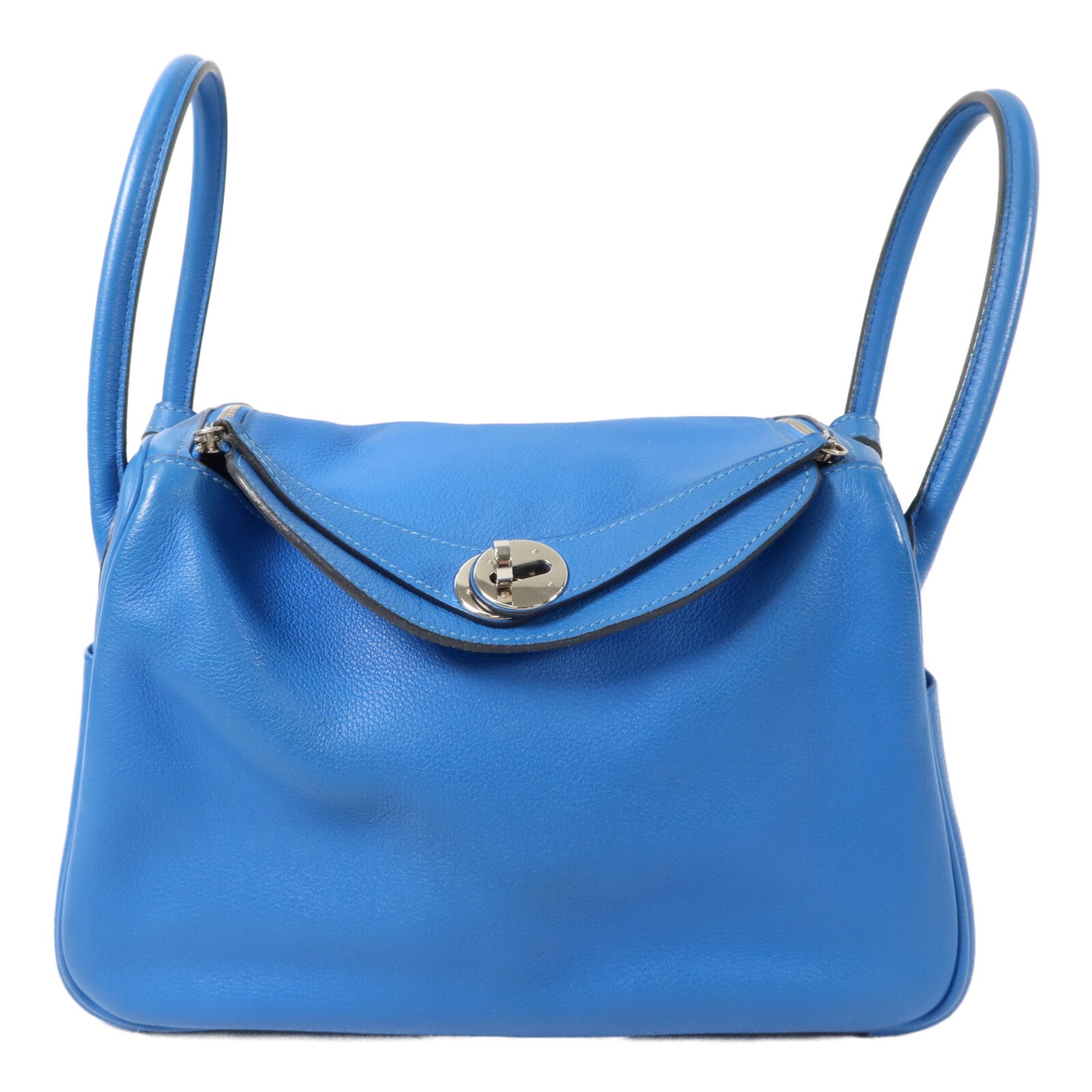 HERMES Evercolor皮革Lindy 26手挽肩背兩用袋Bleu Hydra