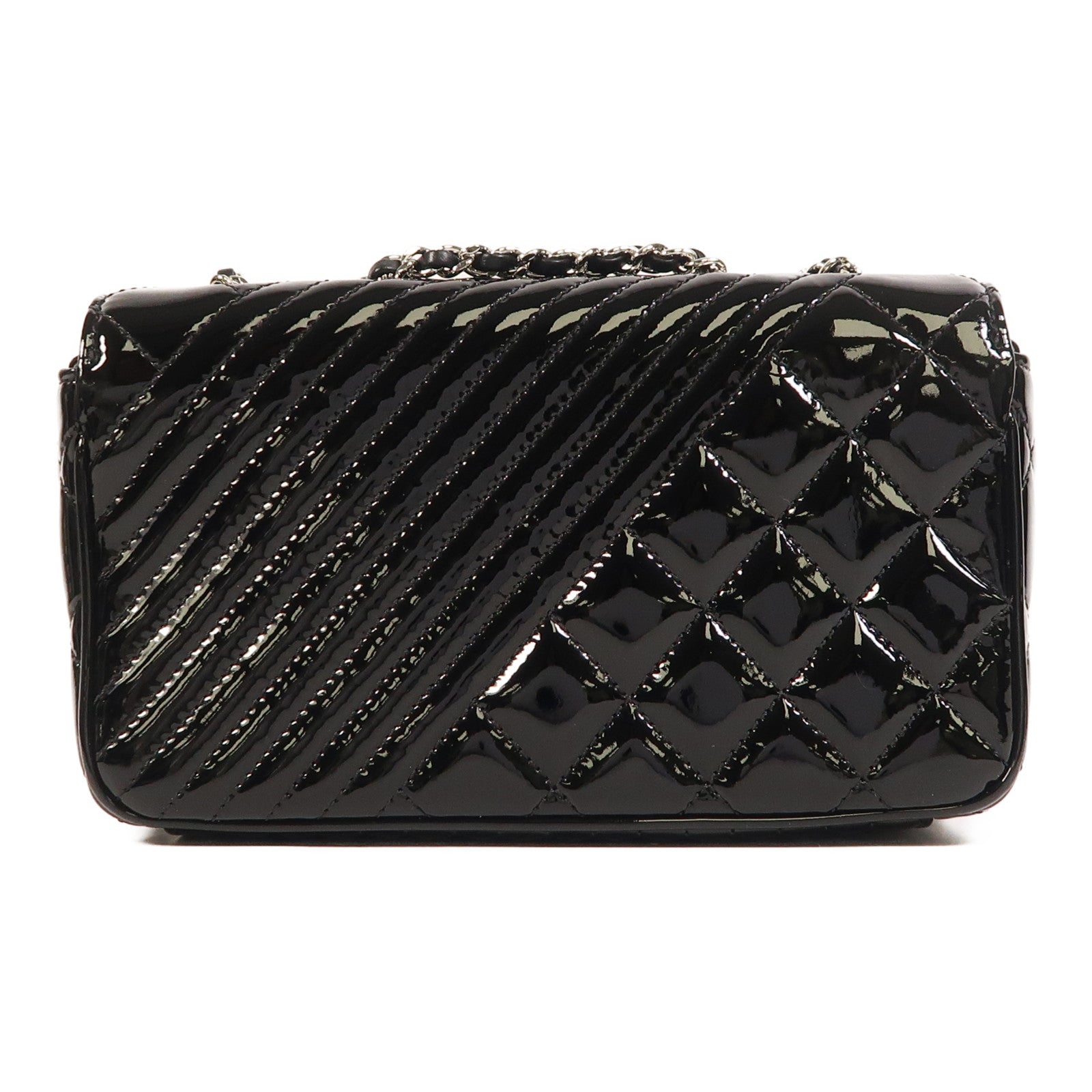 CHANEL 漆皮皮革Coco Boy Flap Bag銀扣鏈帶肩背袋