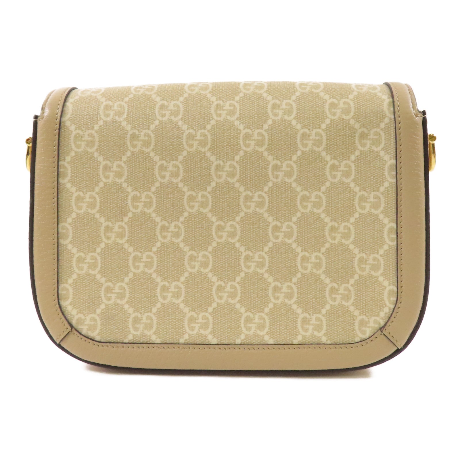 GUCCI GG SHW Horsebit 1955 Shoulder Bag 658574 Coated Canvas Beige