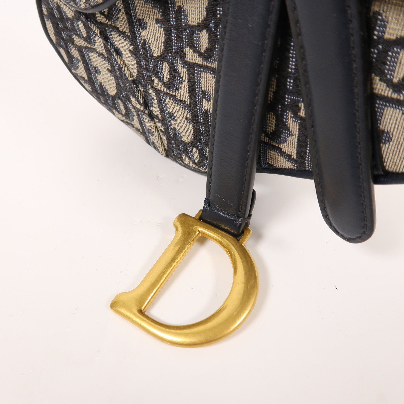 Dior 帆布Mini Saddle金扣手挽袋