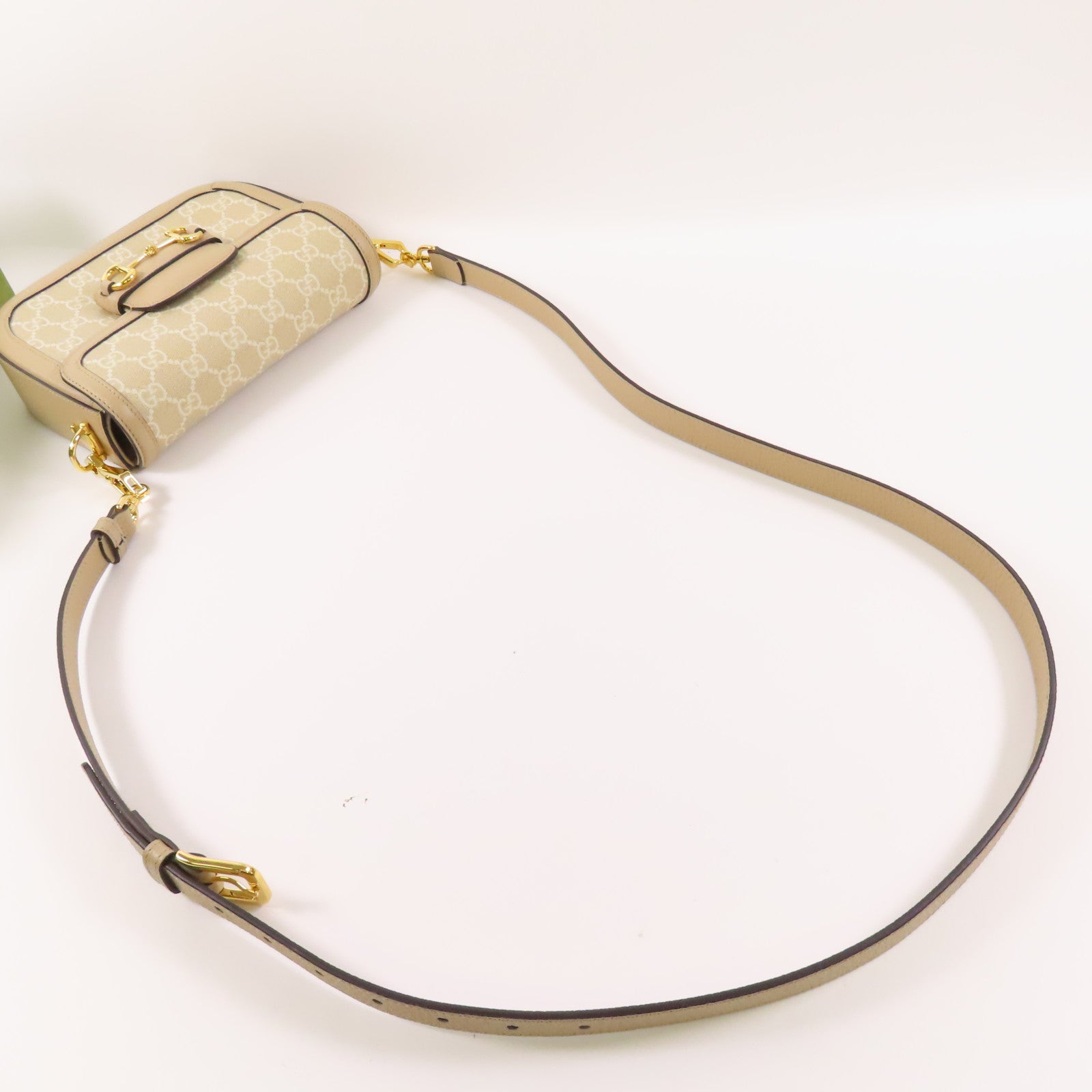 GUCCI GG SHW Horsebit 1955 Shoulder Bag 658574 Coated Canvas Beige