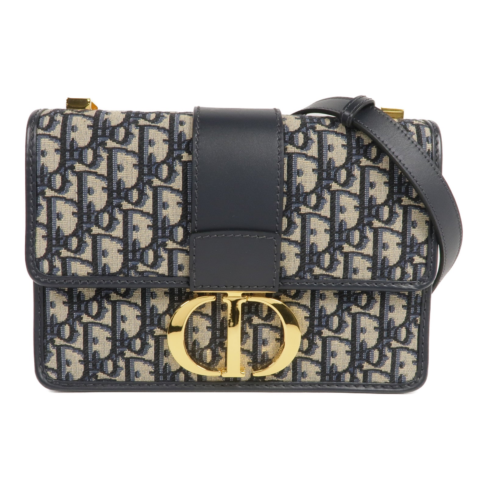 Dior 帆布Oblique 30 Montaigne金扣肩背袋