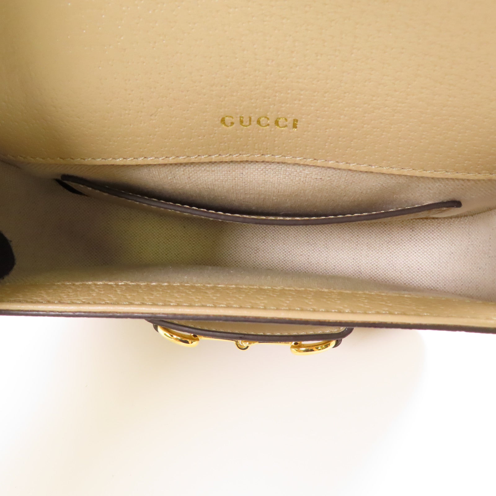 GUCCI GG SHW Horsebit 1955 Shoulder Bag 658574 Coated Canvas Beige