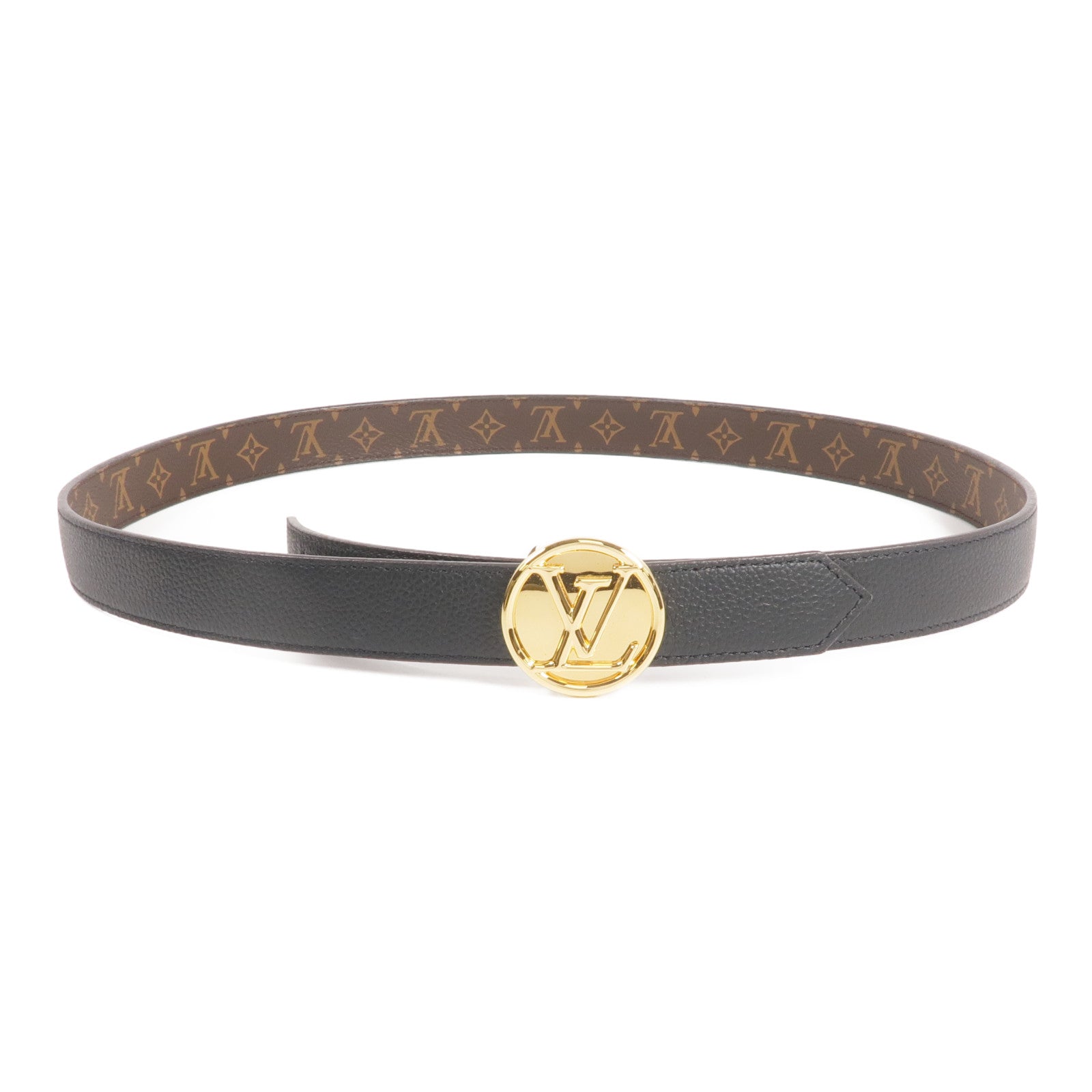 LOUIS VUITTON Monogram Circle Gold Reversible Belt金扣皮帶