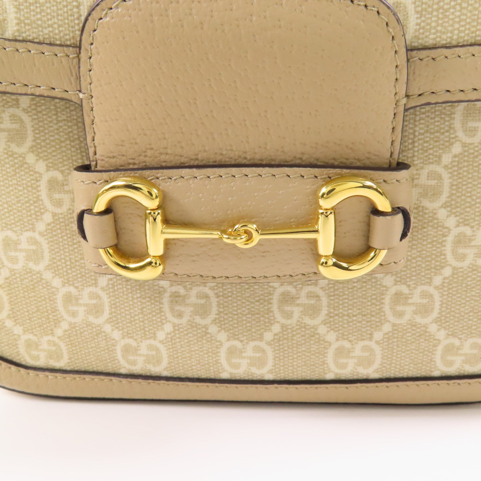 GUCCI GG SHW Horsebit 1955 Shoulder Bag 658574 Coated Canvas Beige