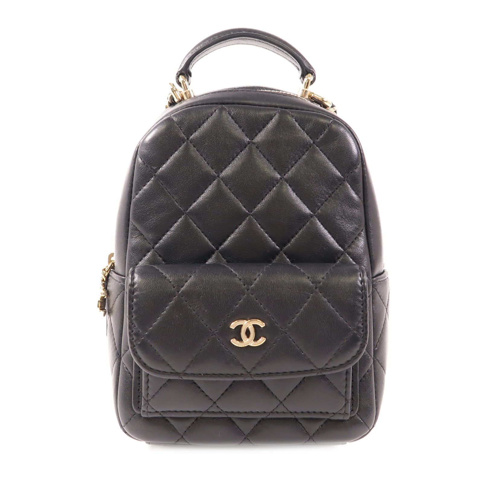 CHANEL 羊皮皮革Mini Backpack金扣背包