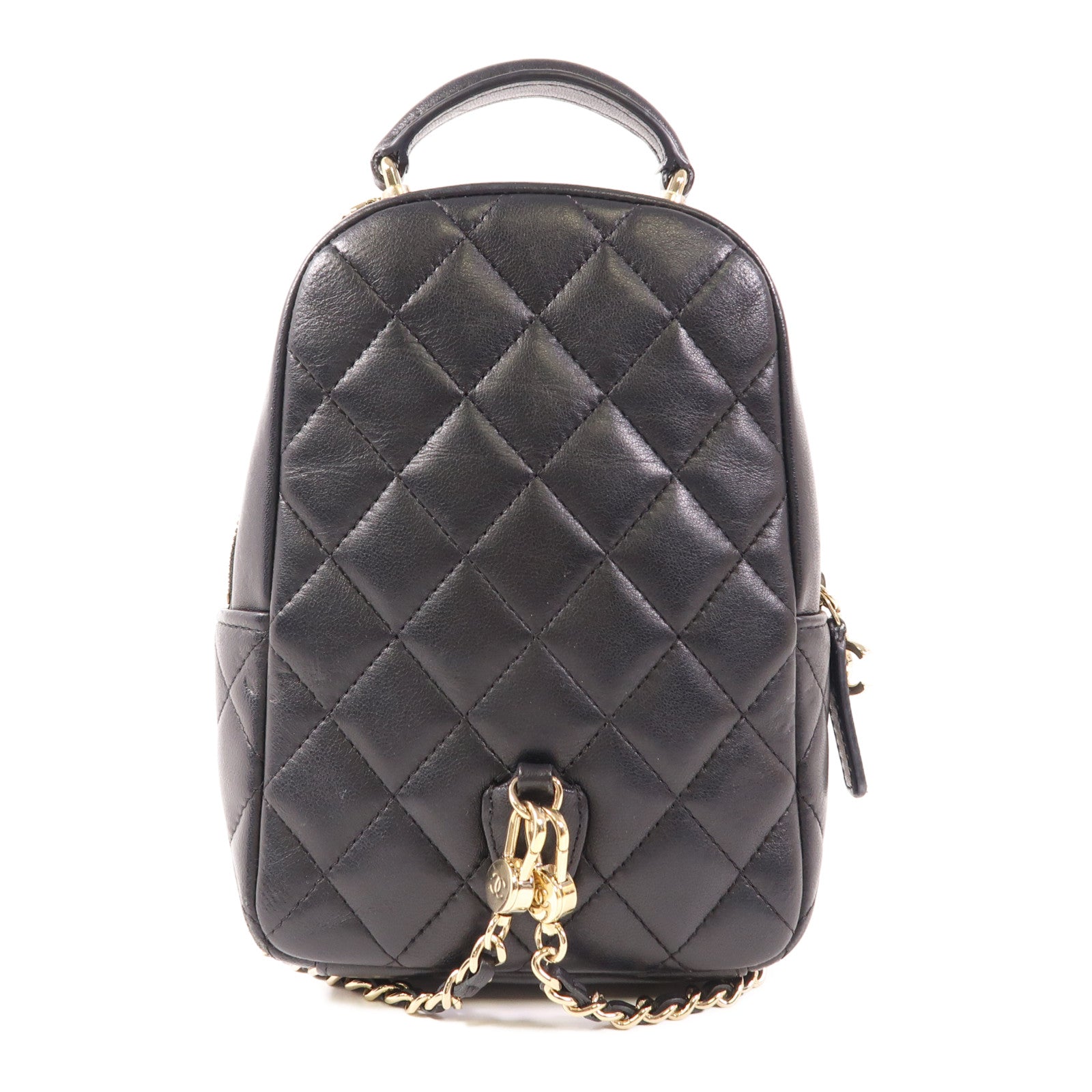 CHANEL 羊皮皮革Mini Backpack金扣背包