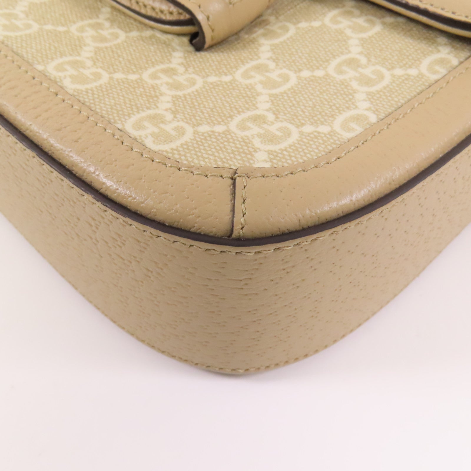 GUCCI GG SHW Horsebit 1955 Shoulder Bag 658574 Coated Canvas Beige
