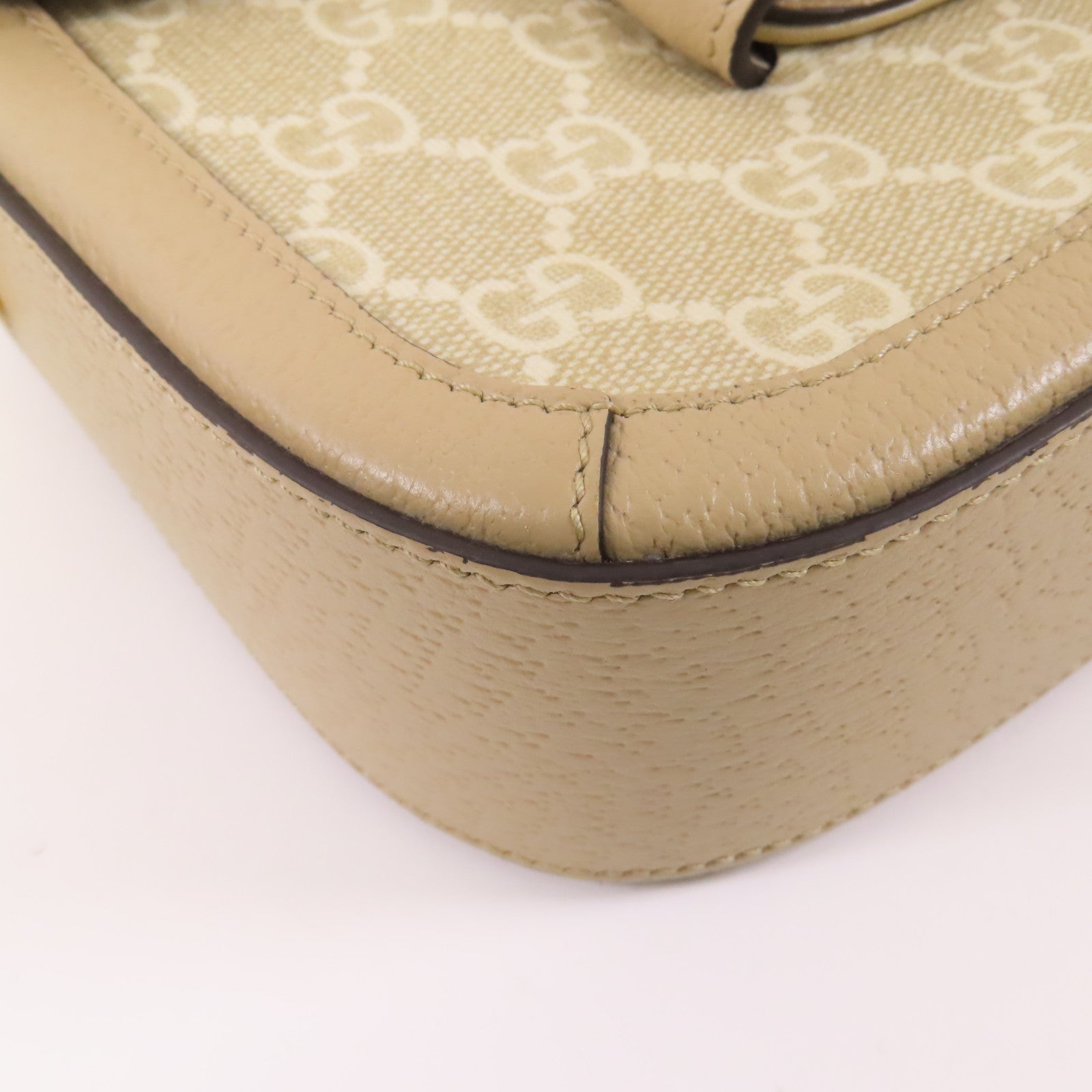 GUCCI GG SHW Horsebit 1955 Shoulder Bag 658574 Coated Canvas Beige