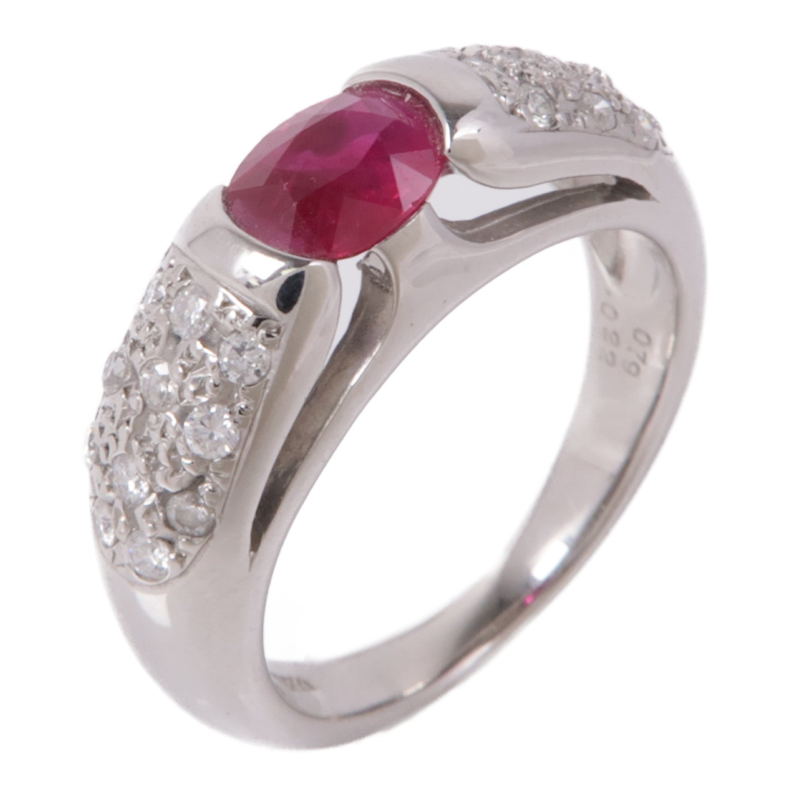 JEWELRY 【激減優惠】PT900鉑金Ruby/Diamond Ring紅寶石/鑽石戒指US#5.5
