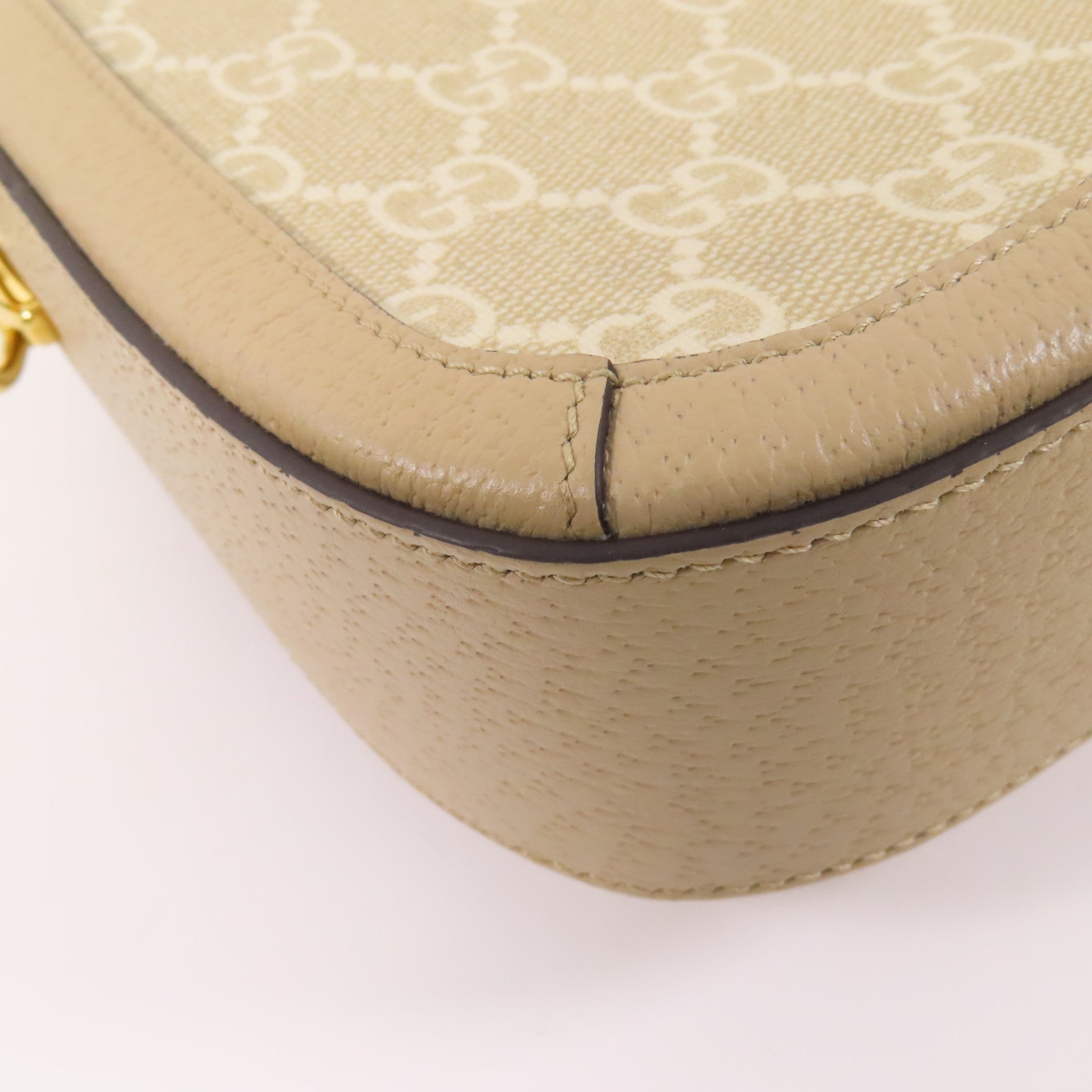 GUCCI GG SHW Horsebit 1955 Shoulder Bag 658574 Coated Canvas Beige