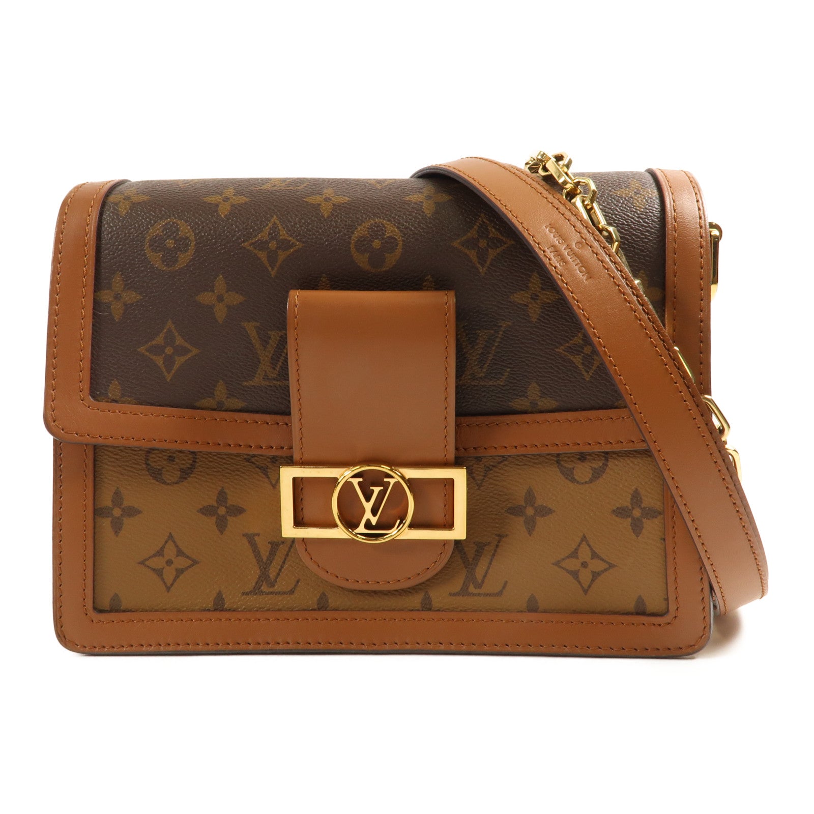 LOUIS VUITTON LV GHW Dauphine MM Crossbody Shoulder Bag M45958 Monogram Revers