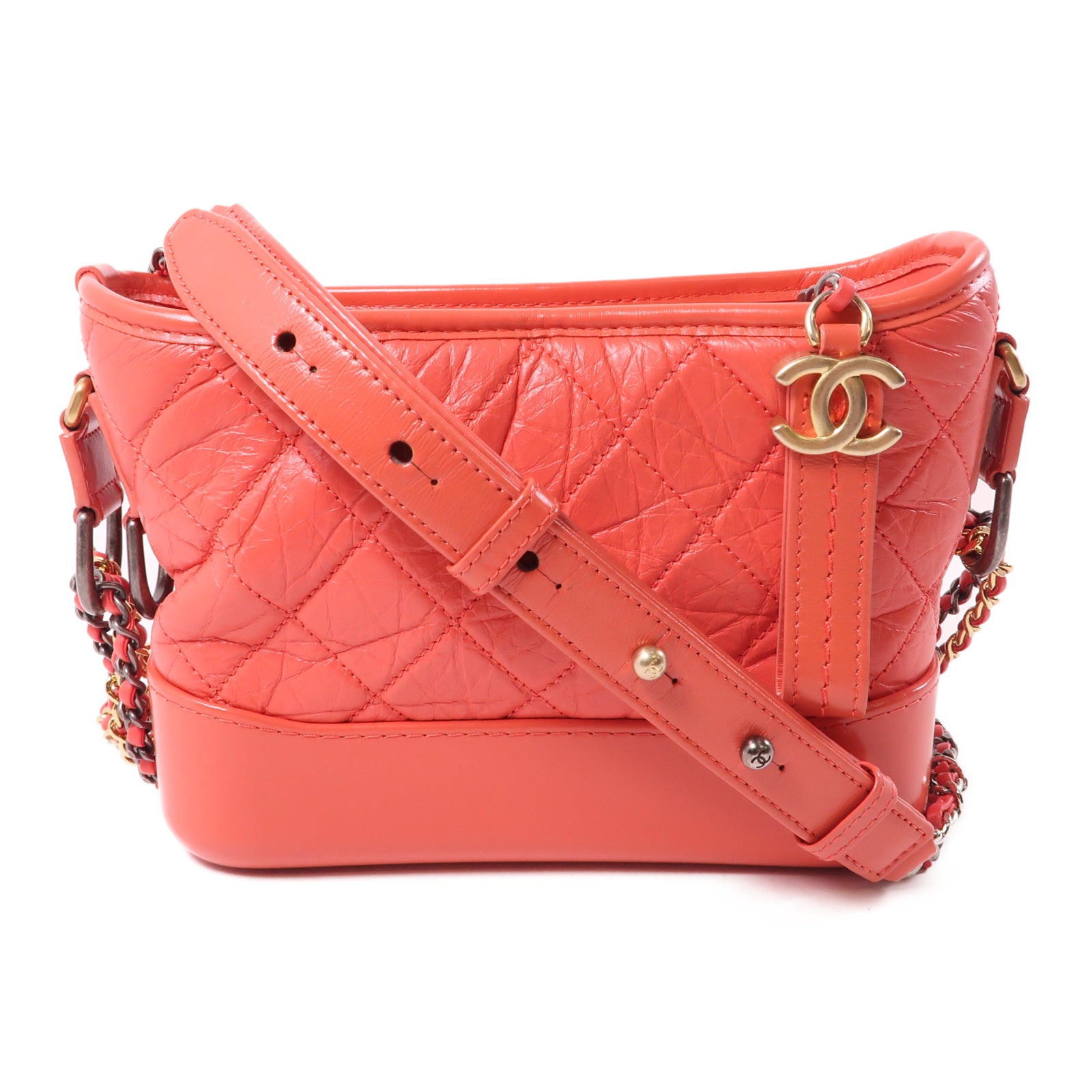 CHANEL 【激減優惠】牛皮皮革Gabrielle Small肩背袋橙色