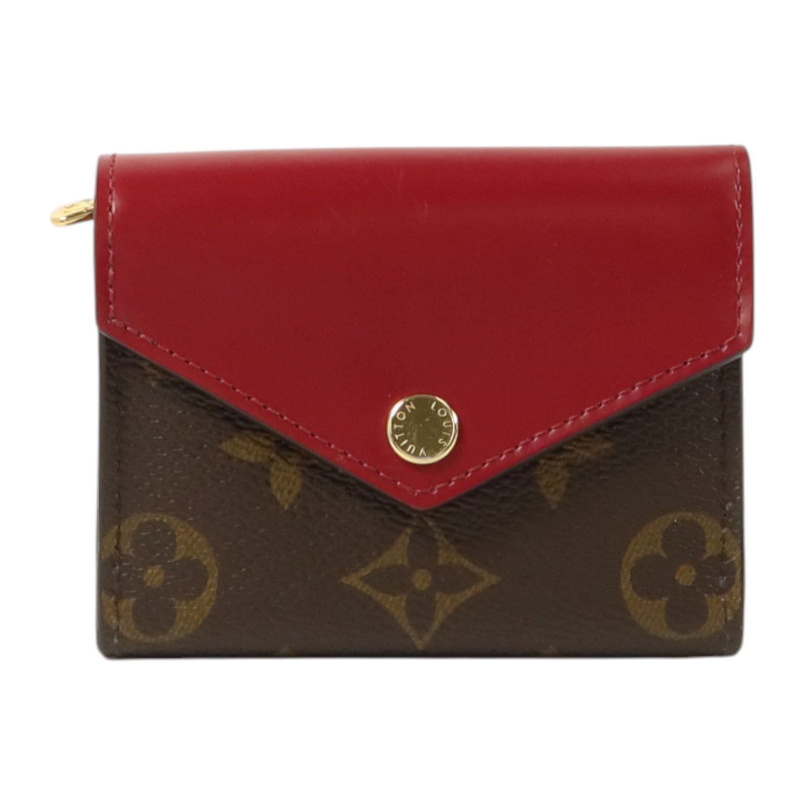 LOUIS VUITTON Monogram/牛皮皮革Zoe Wallet金扣錢包