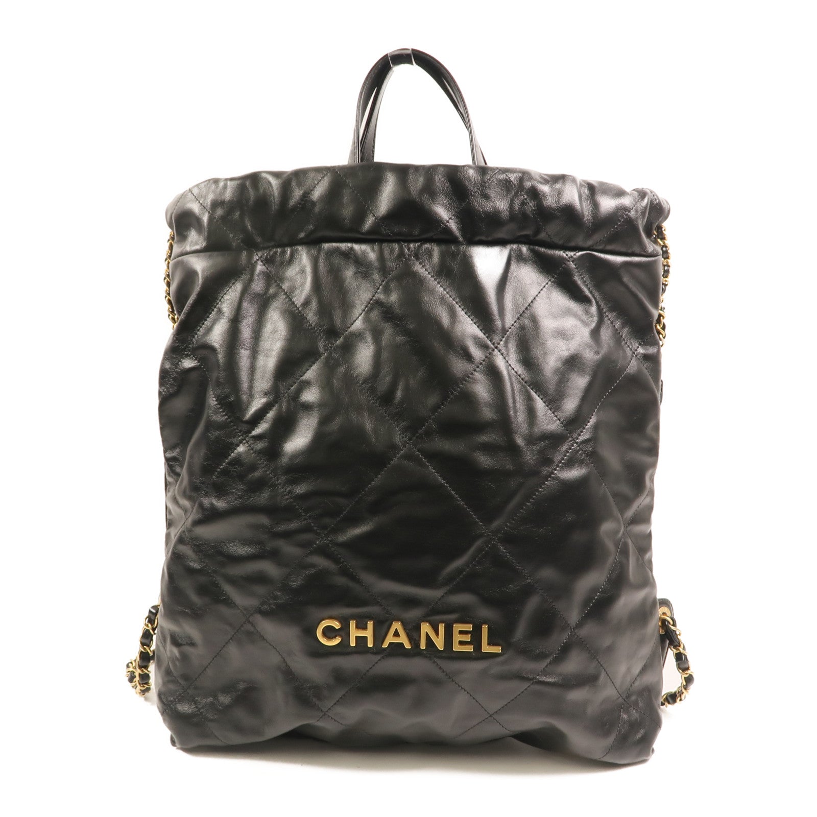 CHANEL 【激減優惠】牛皮皮革Chanel 22 Backpack金扣鏈帶背包