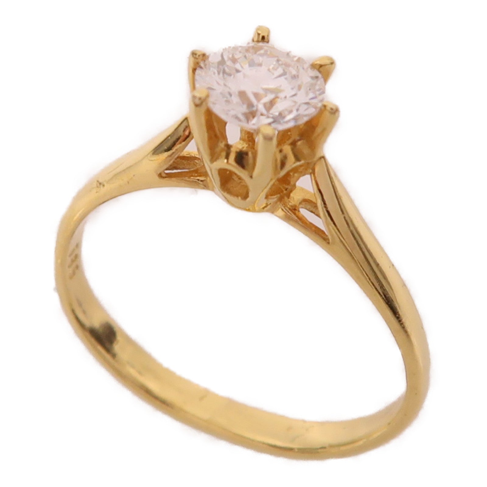 Jewelry Diamond Ring 2.1g 18K Yellow Gold US#5.25