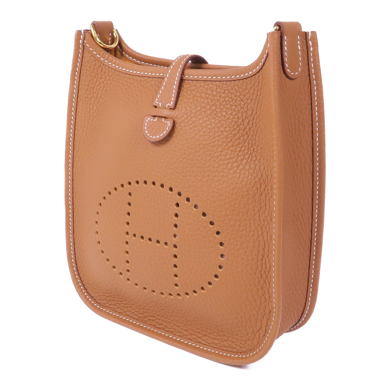 HERMES Clemence皮革Evelyne TPM金扣肩背袋Gold