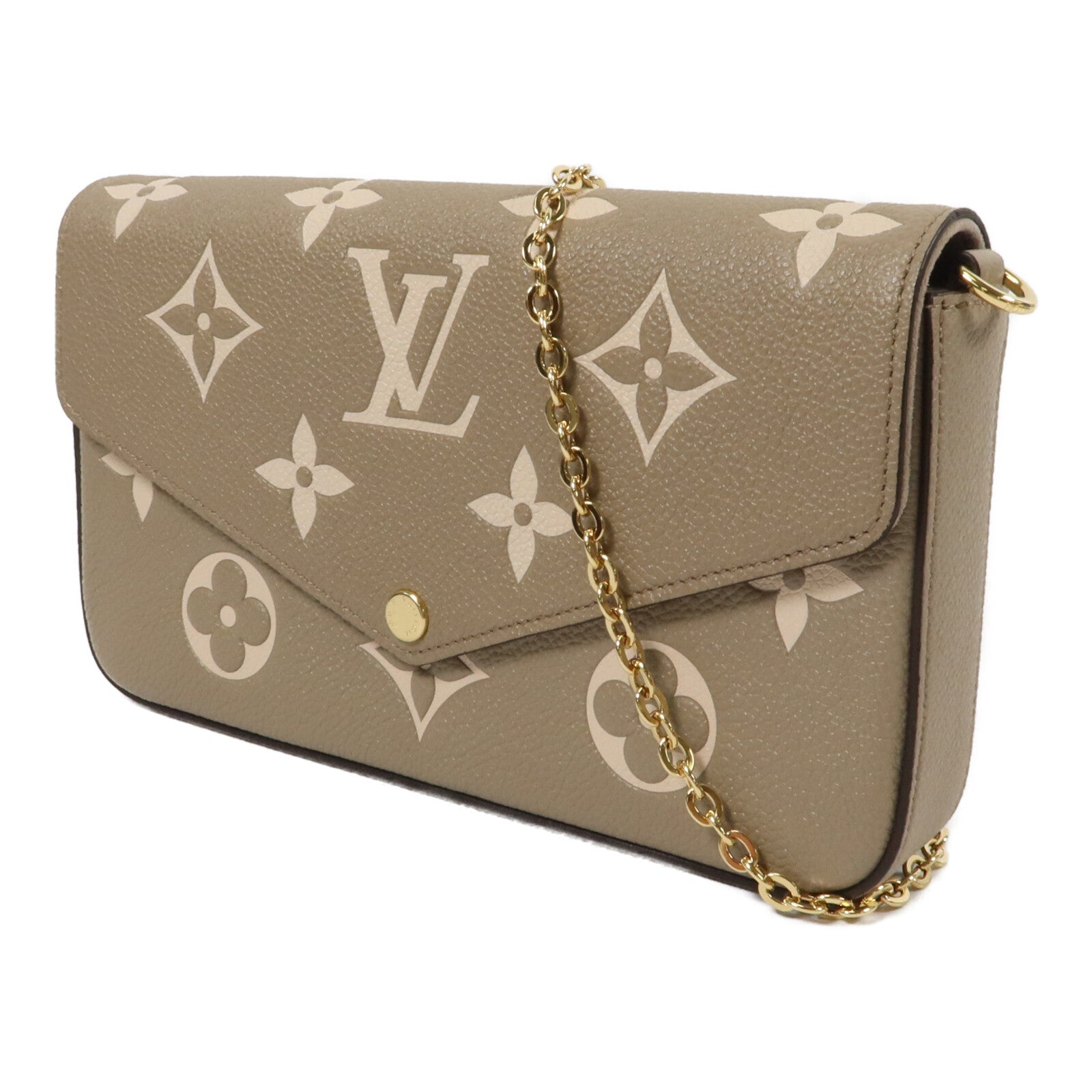 LOUIS VUITTON Monogram Empreinte Felicie Pochette金扣鏈帶肩背袋