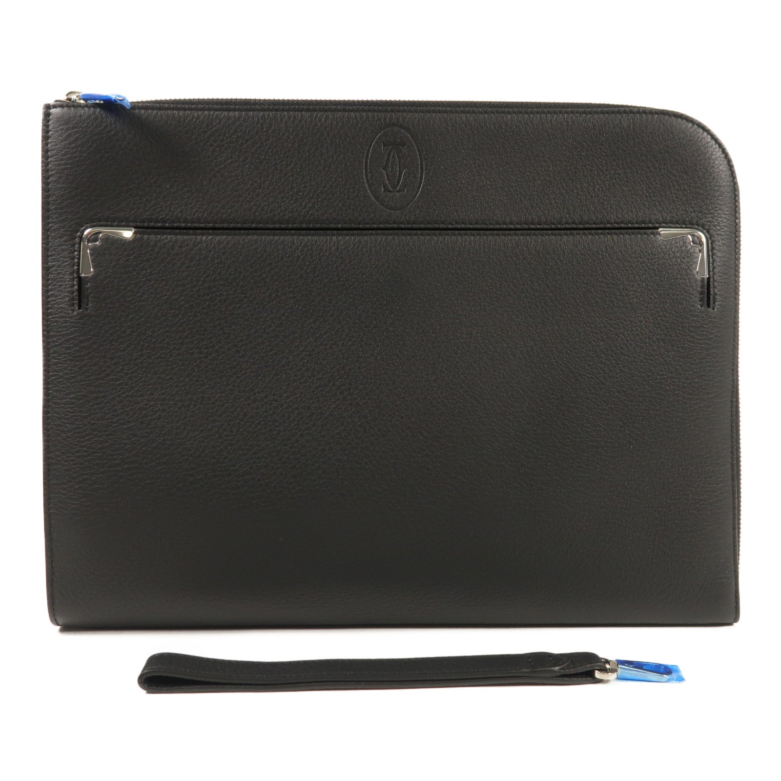 CARTIER 牛皮皮革Clutch Bag銀扣手拿包