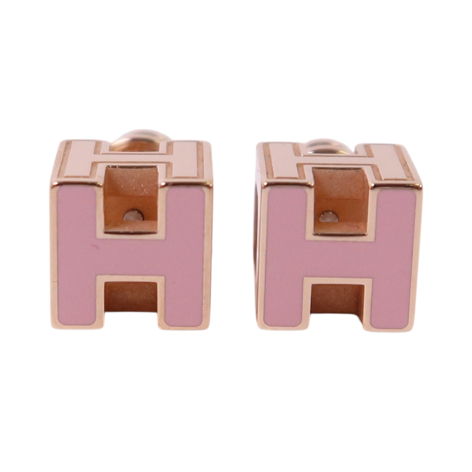 HERMES 【激減優惠】金屬/琺瑯H Cube Earrings金扣耳環