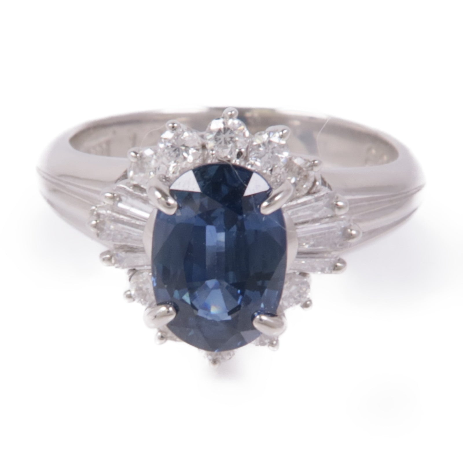 JEWELRY 【激減優惠】PT900鉑金Sapphire/Diamond Ring藍寶石/鑽石戒指US#4.5