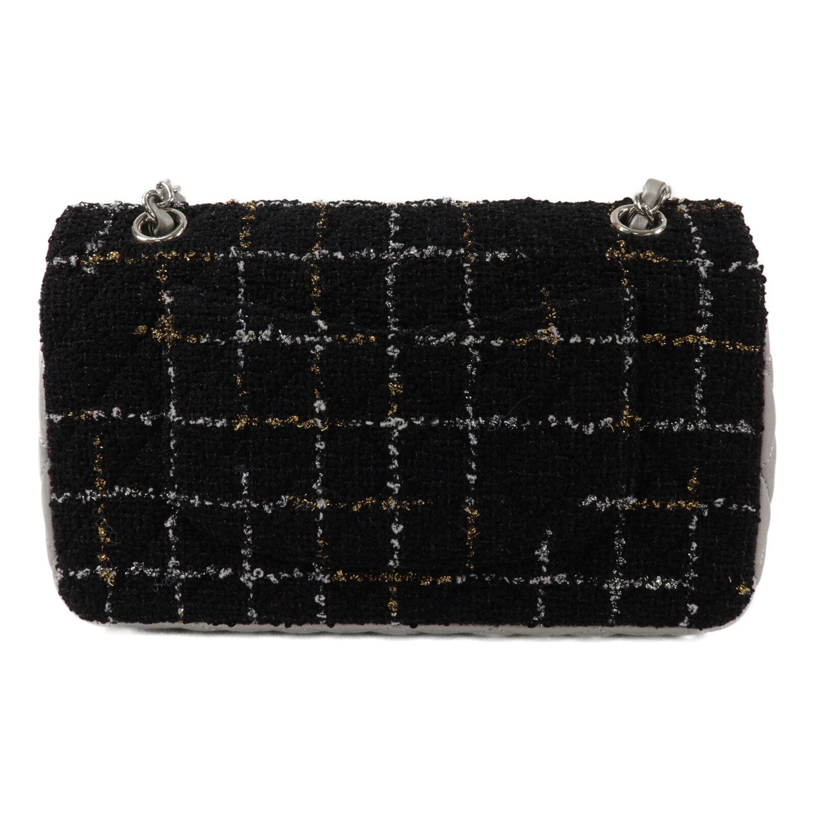 CHANEL Tweed/牛皮皮革Classic Flap Tweed鏈帶肩背袋
