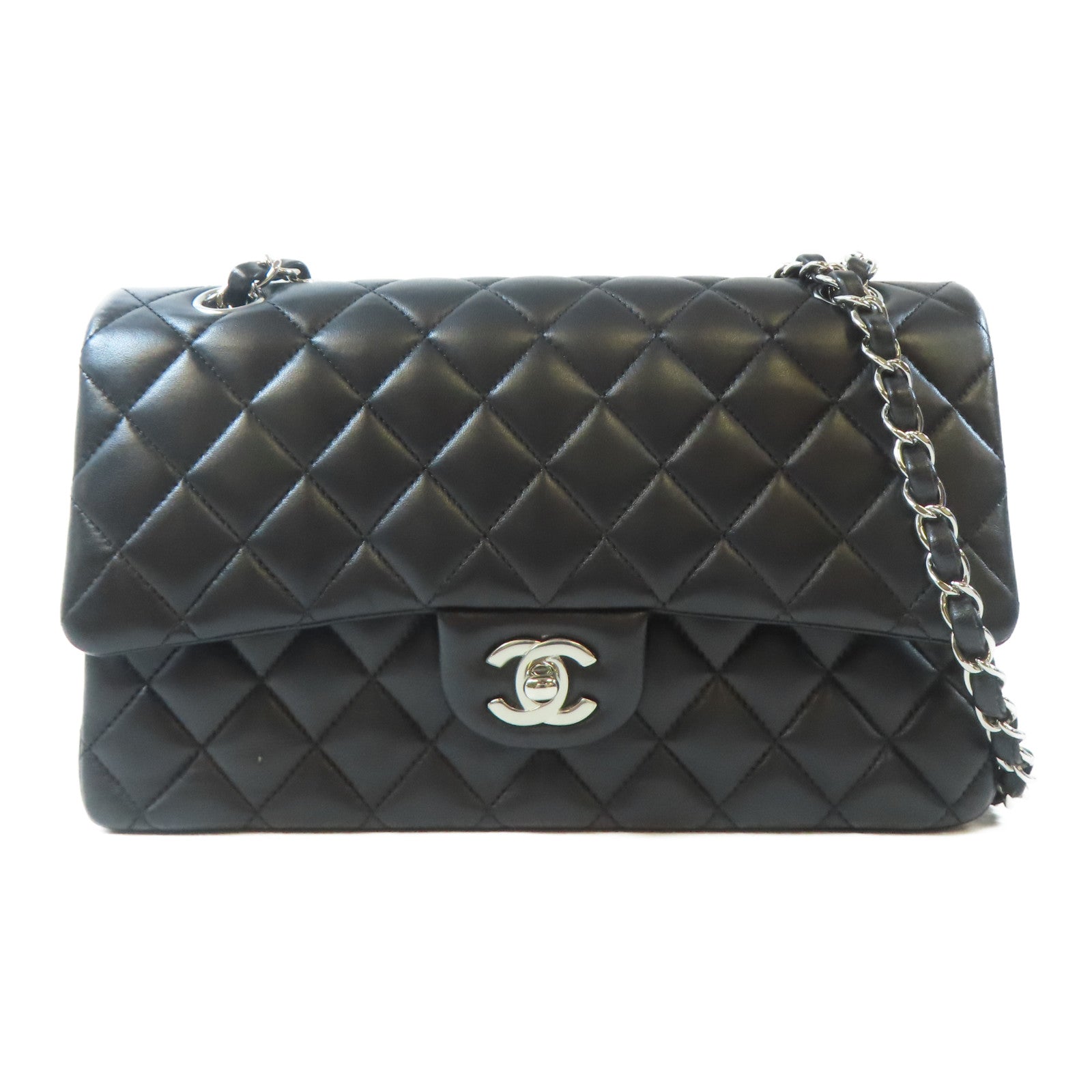 並行輸入品CHANEL手袋 CHANEL 【激減優惠】菱格羊皮皮革Classic 25cm銀扣鏈帶肩背袋
