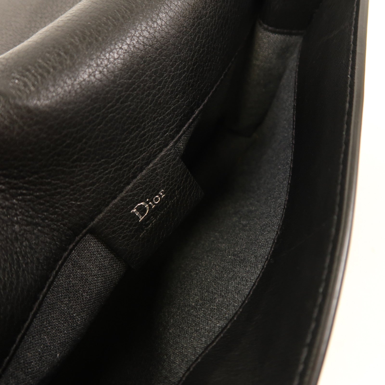 Dior 牛皮皮革Pouch銀扣手拿包黑色