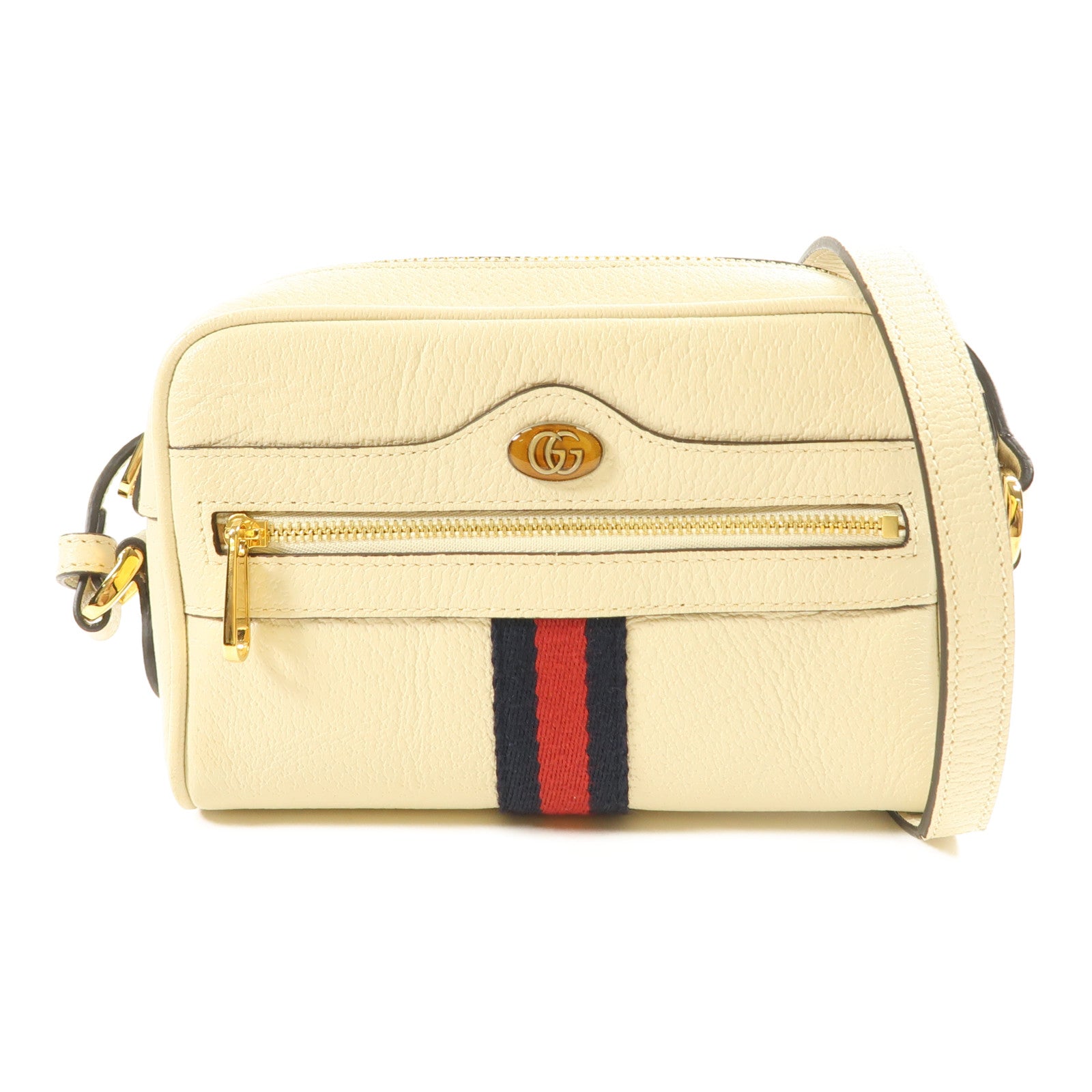 GUCCI GG GHW Ophidia Mini Shoulder Bag Calfskin Leather 517350 White
