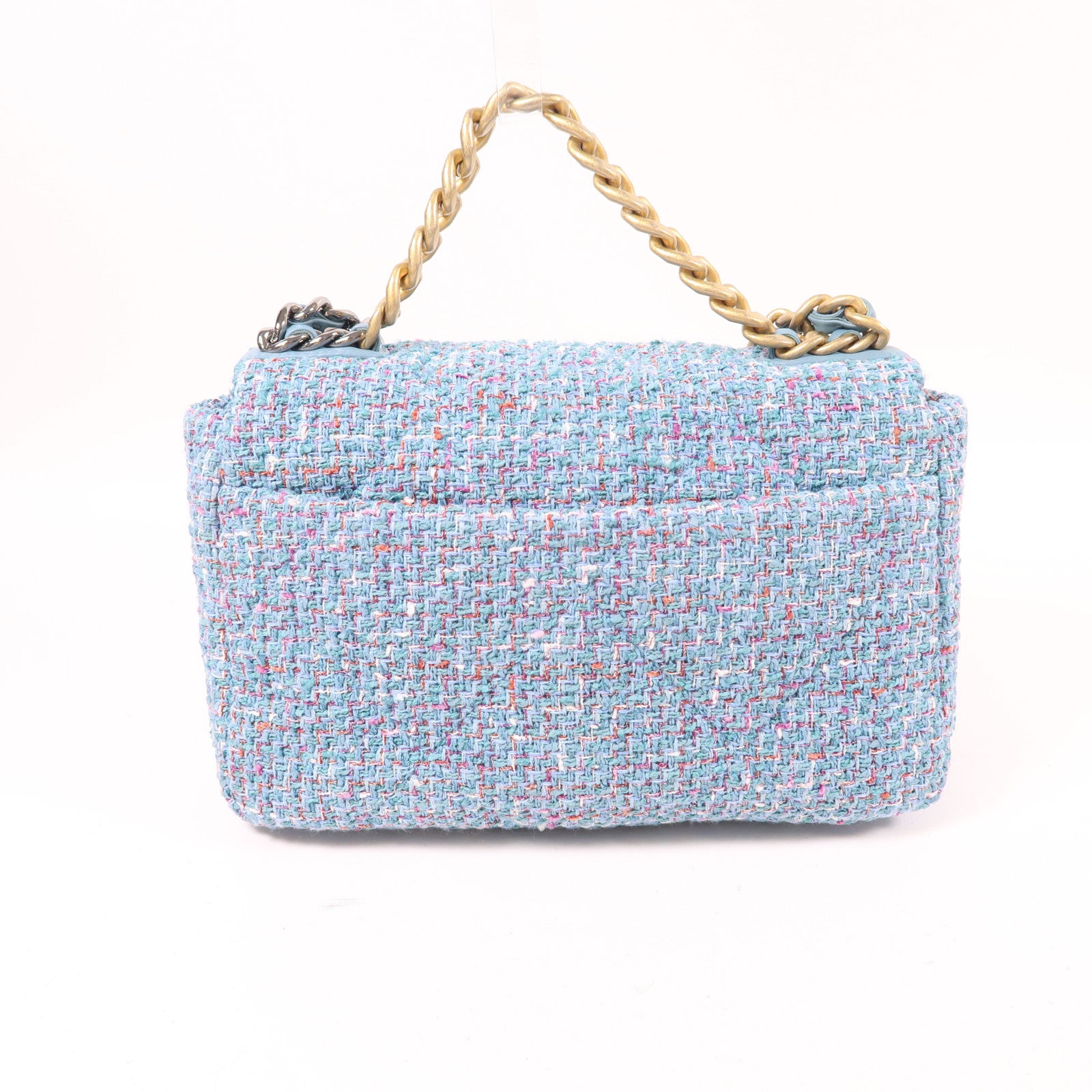 CHANEL 斜紋軟呢Shoulder Bag金扣鏈帶肩背袋