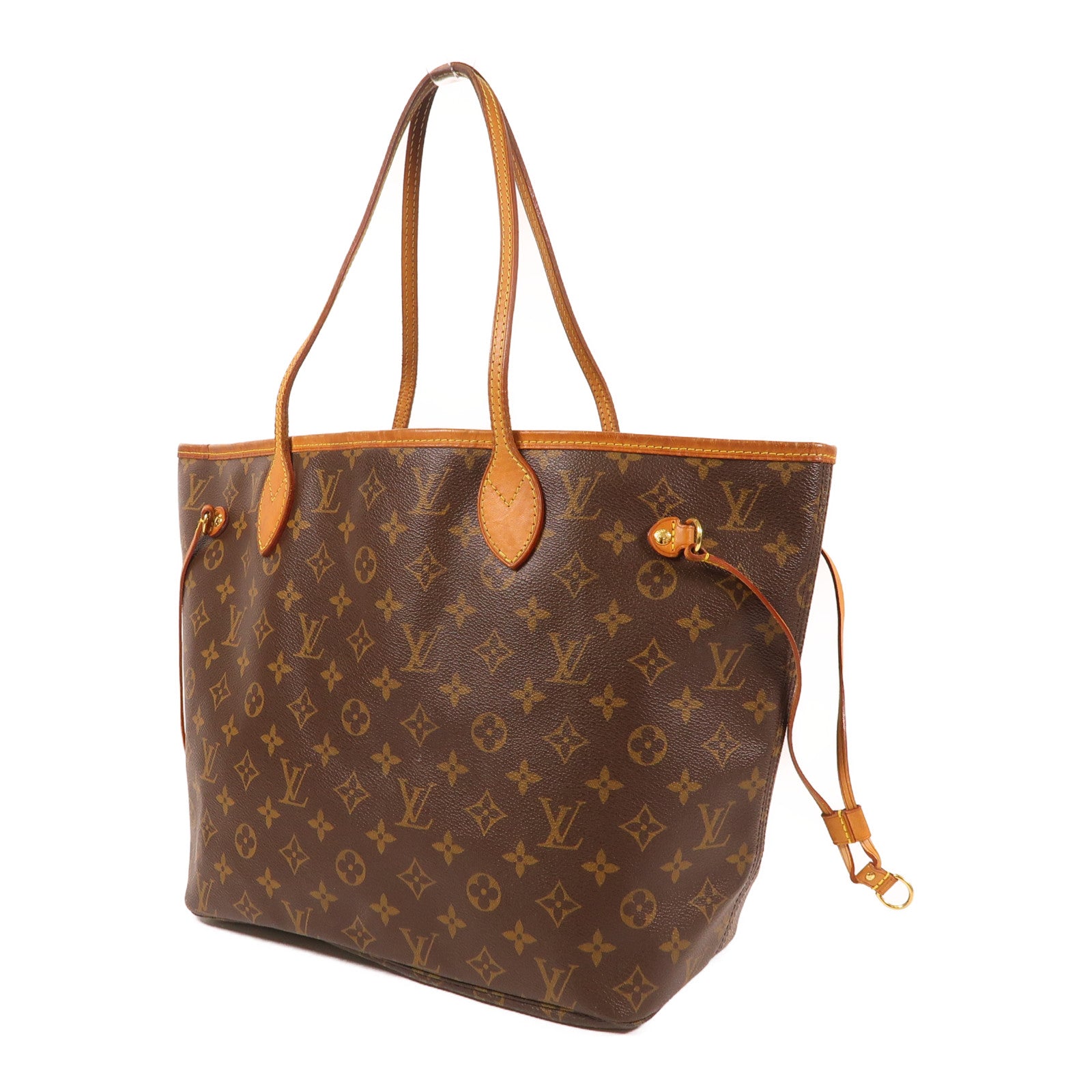 LOUIS VUITTON Monogram Neverfull MM金扣肩背袋啡色