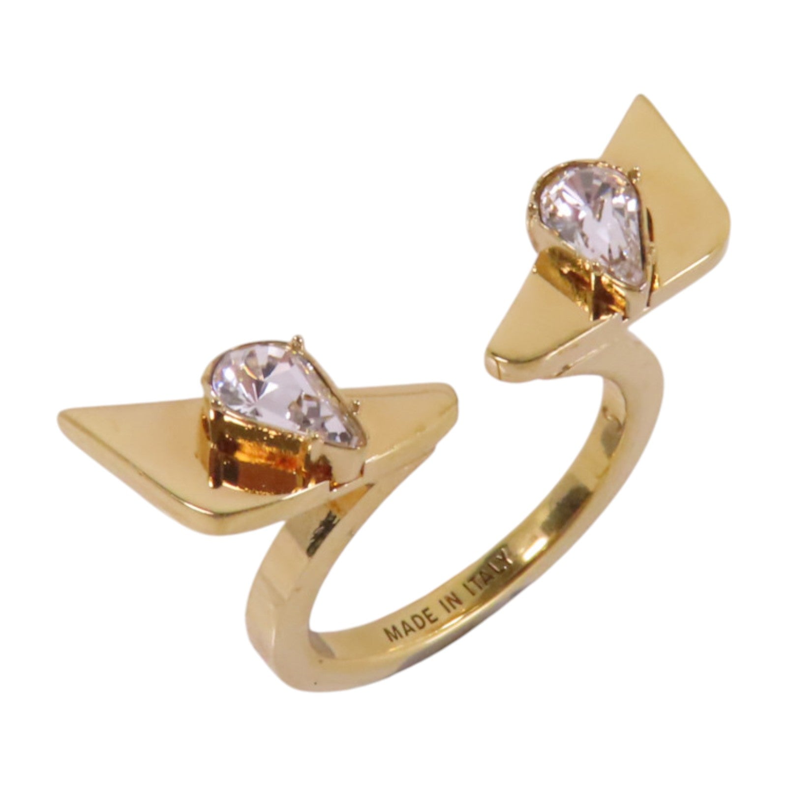 FENDI 金屬/水鑽Monster Ring戒指US#4.25