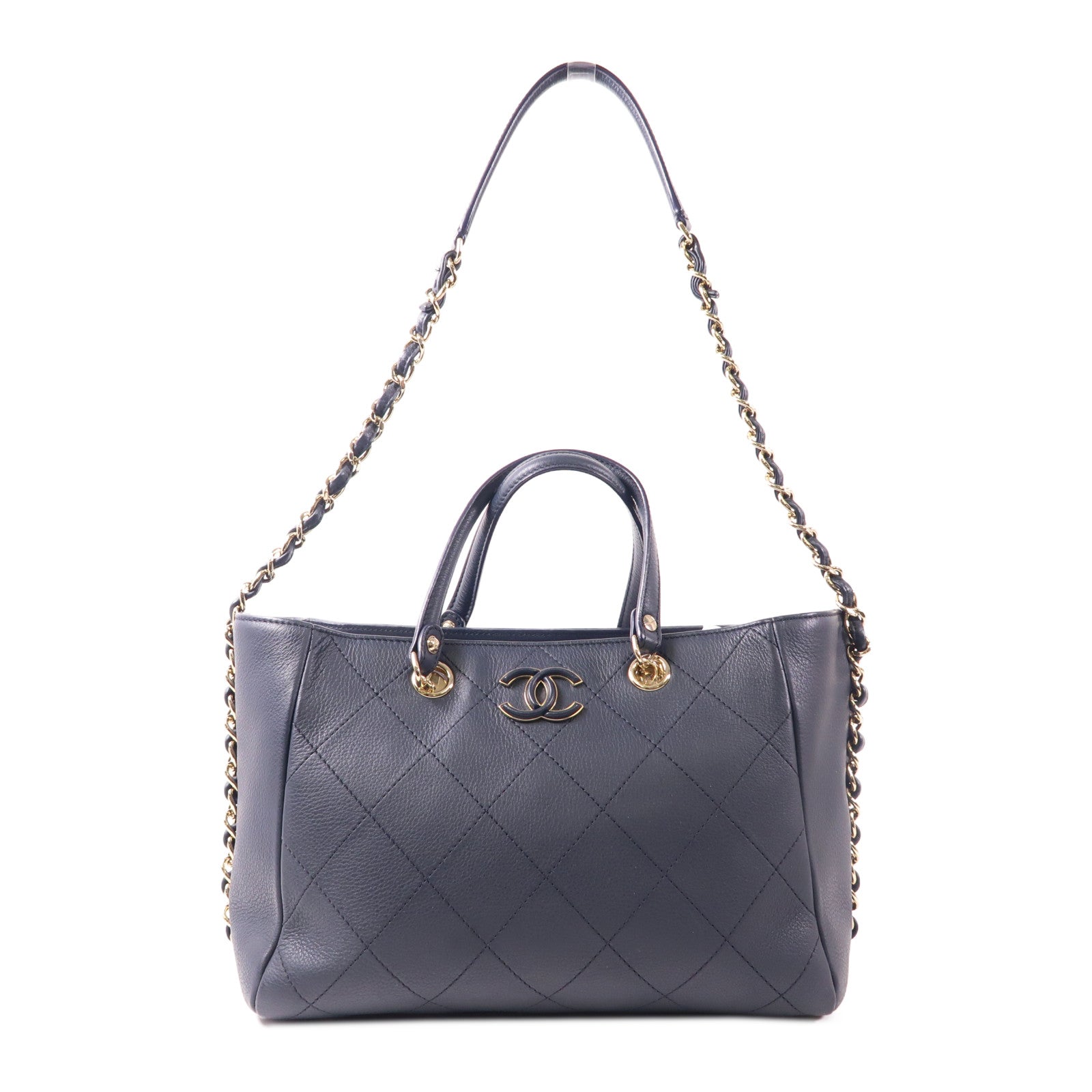 CHANEL 牛皮皮革Shoulder Bag金扣手挽肩背兩用袋