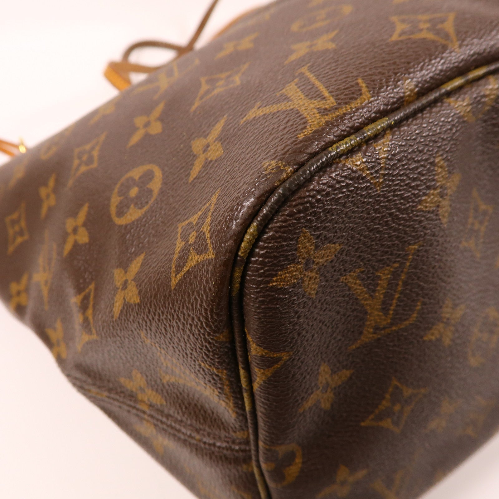 LOUIS VUITTON Monogram Neverfull MM金扣肩背袋啡色