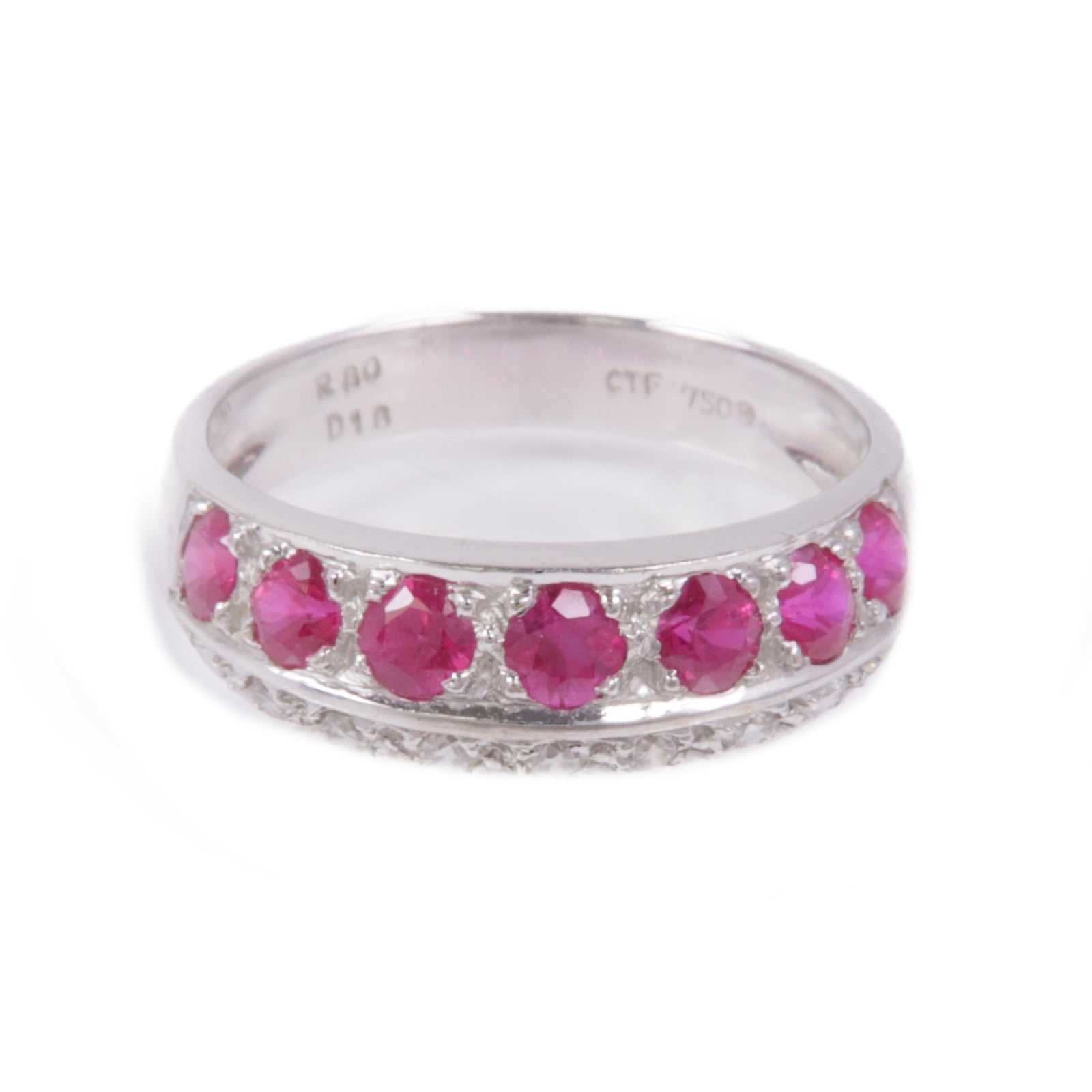 JEWELRY 【激減優惠】18K白金Ruby/Diamond Ring紅寶石/鑽石戒指US#6