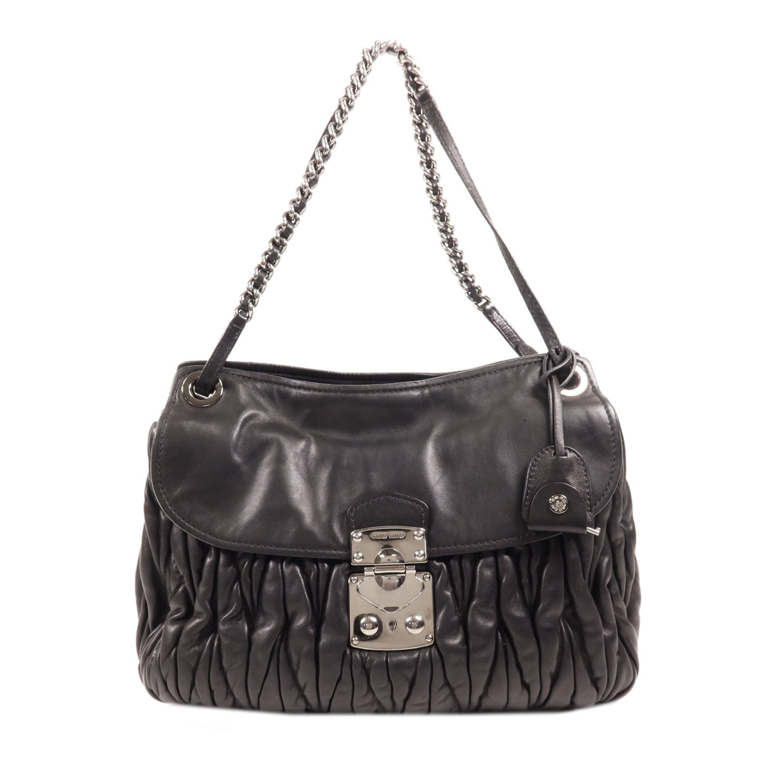 Miu Miu 皮革Shoulder Bag銀扣肩背袋