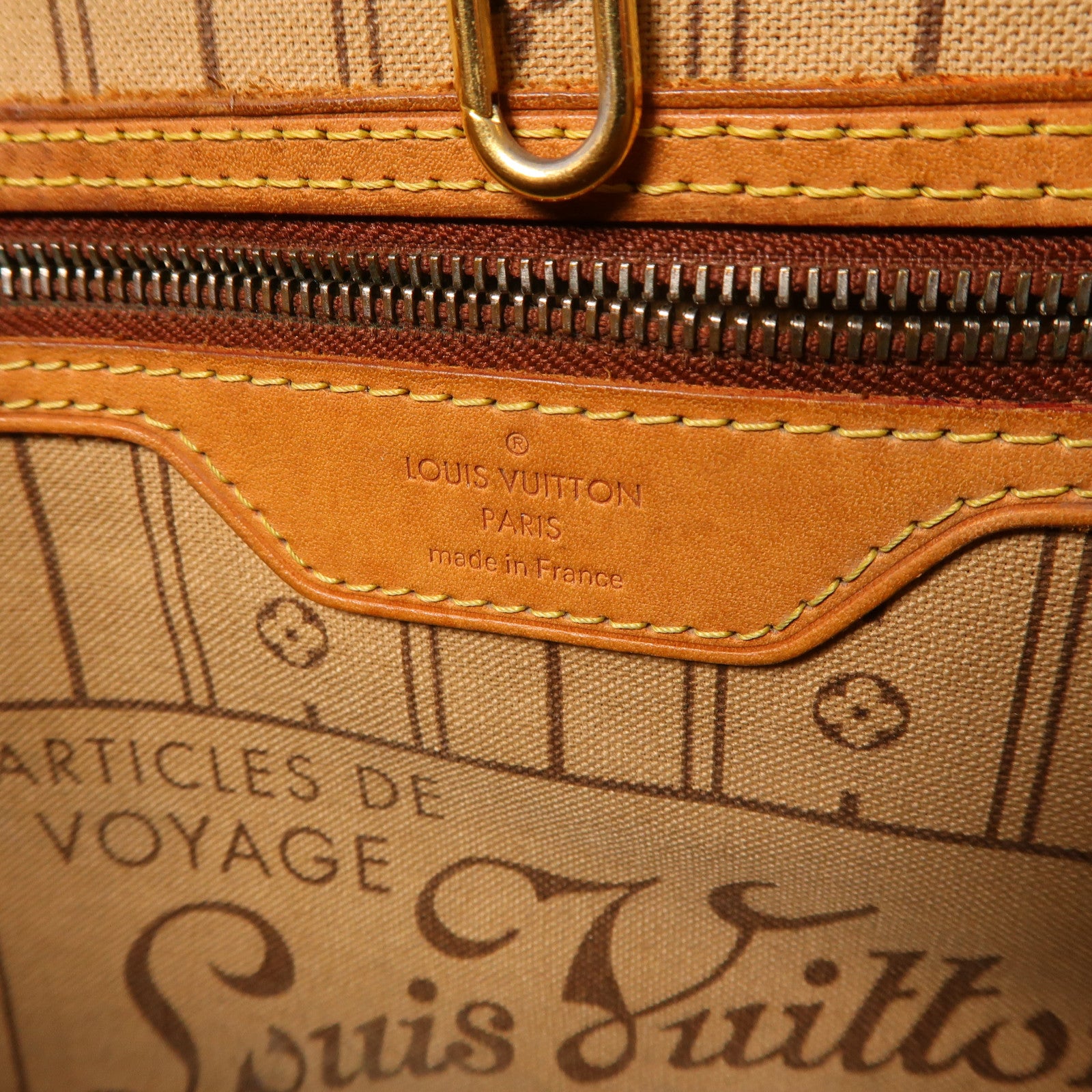 LOUIS VUITTON Monogram Neverfull MM金扣肩背袋啡色