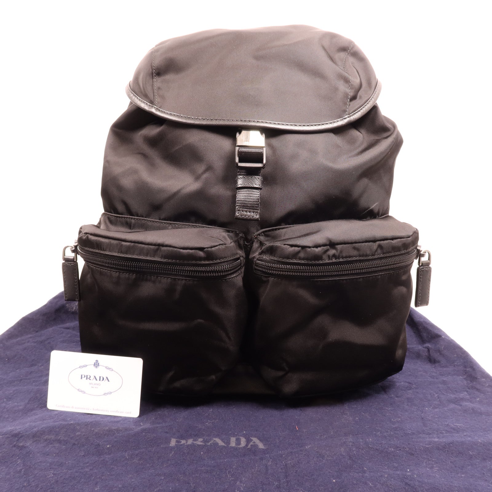 PRADA 尼龍Rucksack銀扣背包
