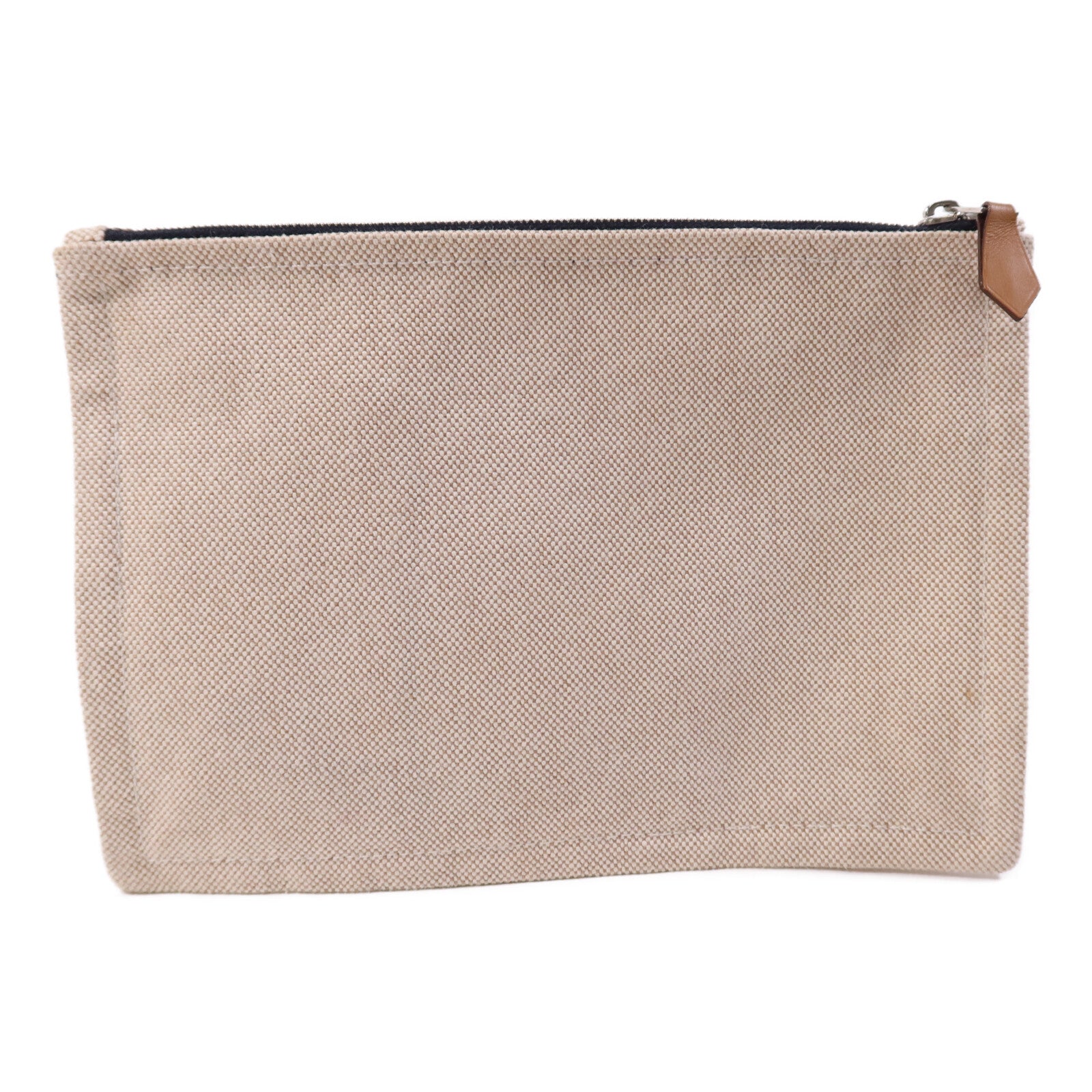 HERMES 棉質Trousse Flat Pouch銀扣手拿包