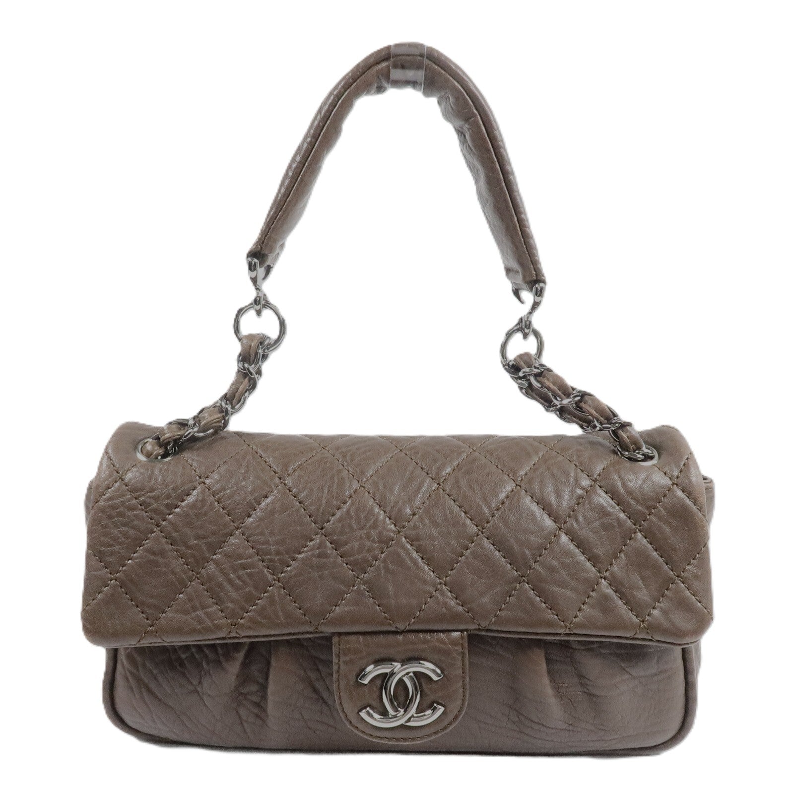 CHANEL 牛皮皮革Shoulder Bag銀扣鏈帶肩背袋