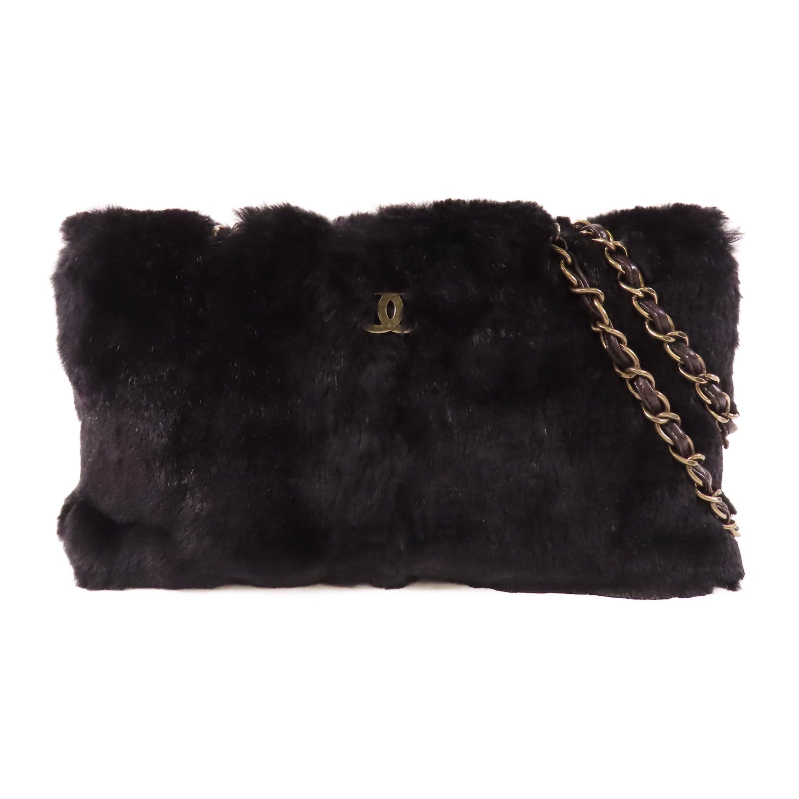 CHANEL 兔毛Shoulder Bag鏈帶肩背袋
