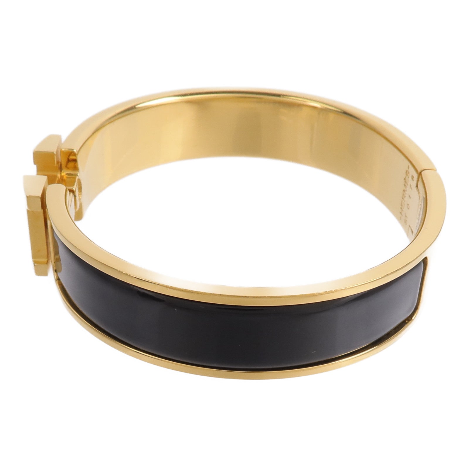 HERMES 金屬/琺瑯Clic H Bracelet手鐲Noir