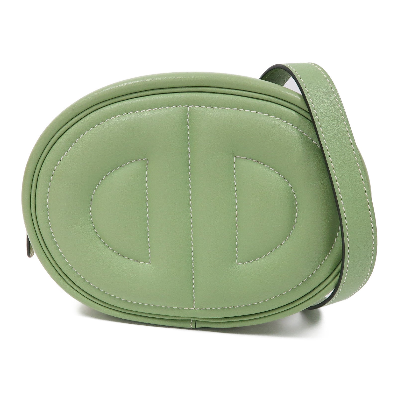 HERMES Swift皮革In The Loop Belt Bag銀扣腰包Vert Criquet/綠色