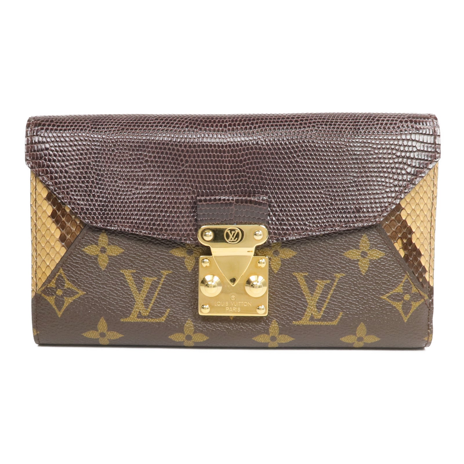 LOUIS VUITTON Monogram/蜥蝪/蛇皮皮革Portefeuille Pallas Exotic長錢包