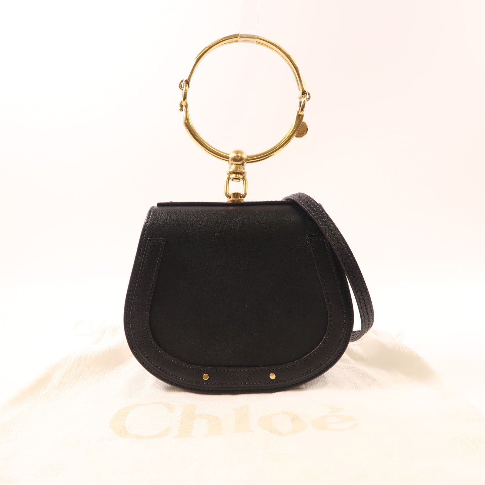 Chloe 牛皮皮革Nile Bag金扣手挽肩背兩用袋黑色