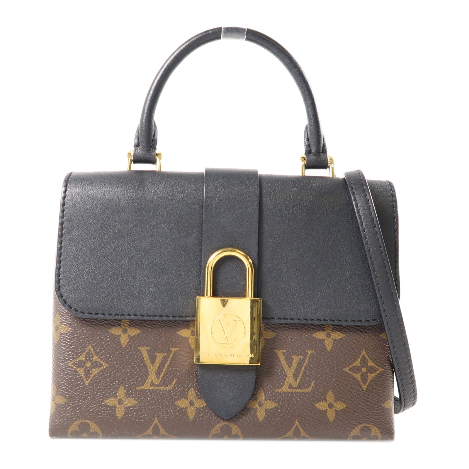 LOUIS VUITTON Monogram Locky BB金扣手挽肩背兩用袋棕色/黑色