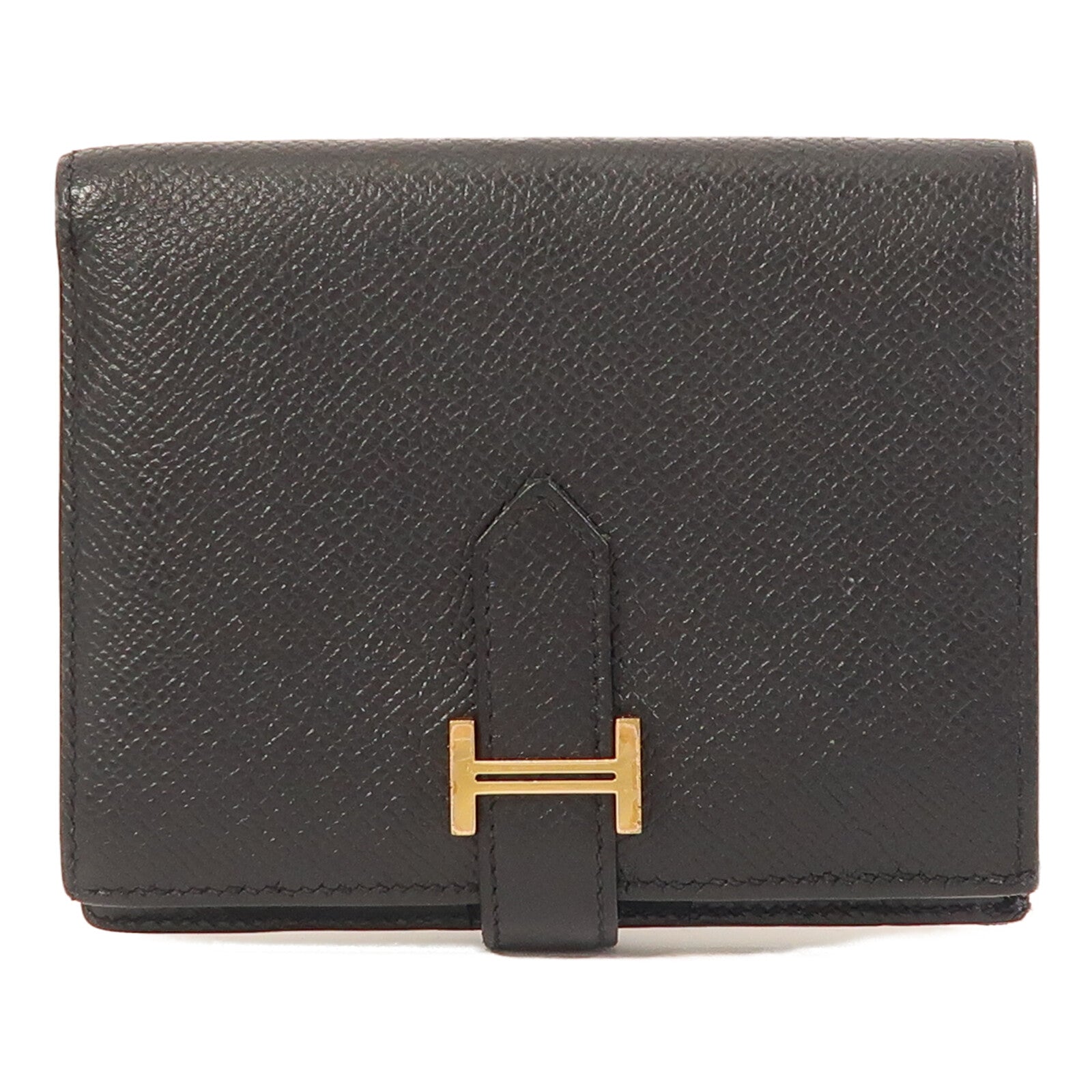 HERMES 【激減優惠】Epsom皮革Bearn Compact Wallet金扣錢包