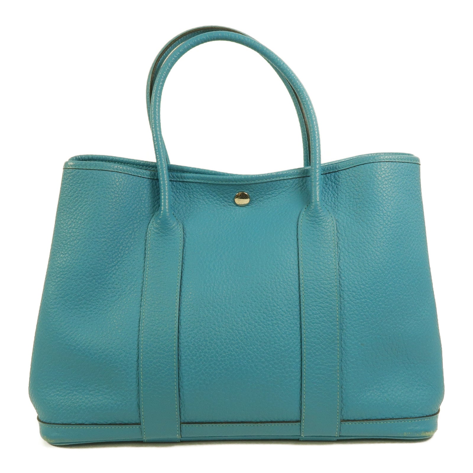 HERMES Clemence皮革Garden Party PM手挽袋Turquoise